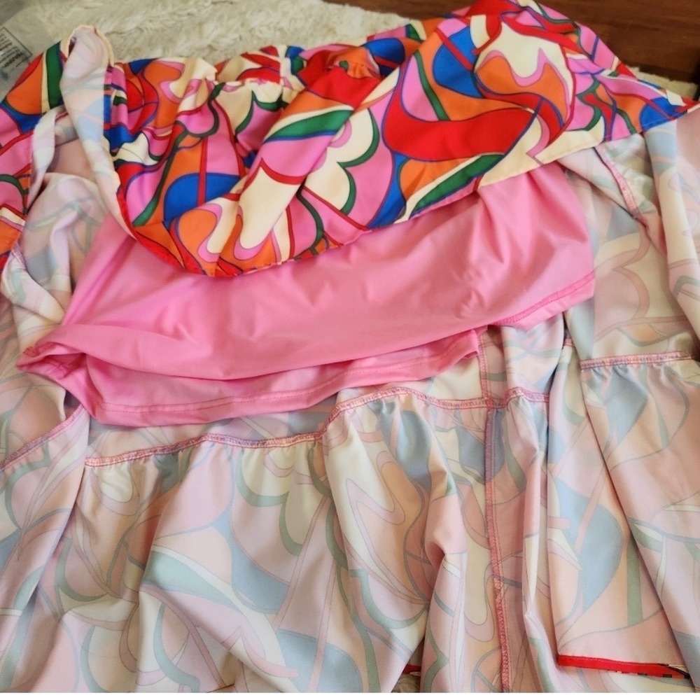 NWT Lida Kate Abstract Psychedelic Tiered Maxi Dress in Pink Multi Color Large - Picture 9 of 9